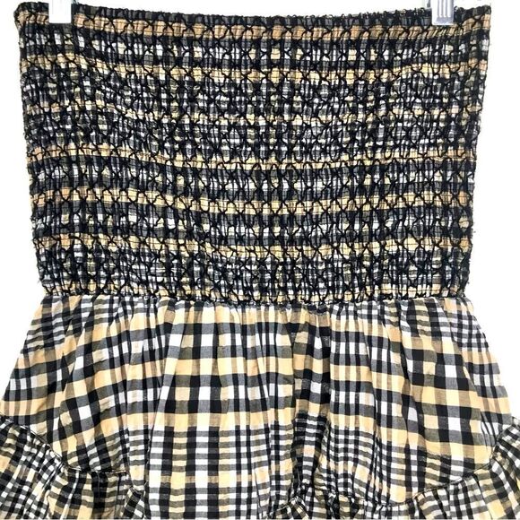 Ganni CHARRON Tiered Light Brown Plaid Versatile Skirt Dress - Picture 10 of 16